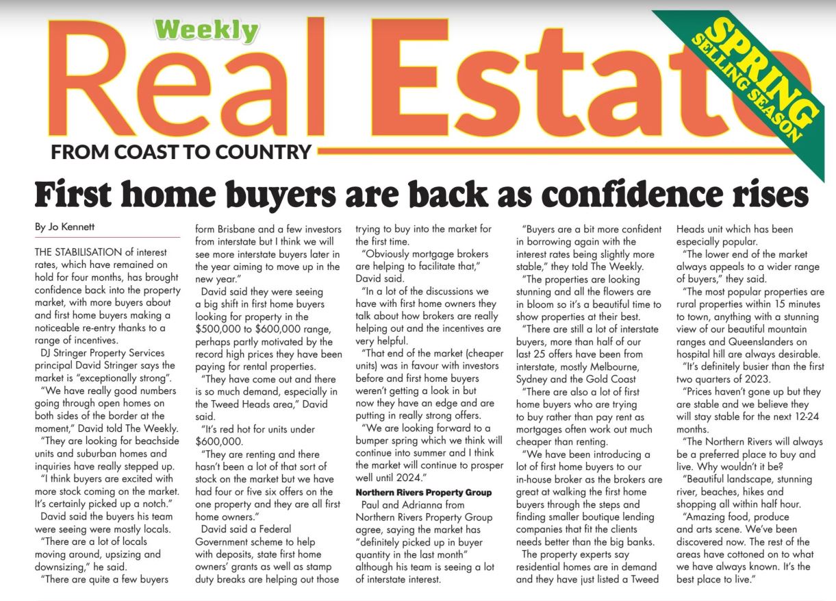 First Home Buyers are back as confidence rises.
